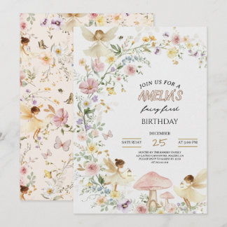 Fairy First Birthday Invitation Wildflower 1st