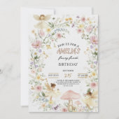 Fairy First Birthday Invitation Wildflower 1st (Devant)