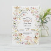 Fairy First Birthday Invitation Wildflower 1st Kaart (Staand voorkant)