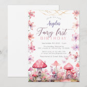 Fairy First Birthday Magical Party Invitation (Devant / Derrière)