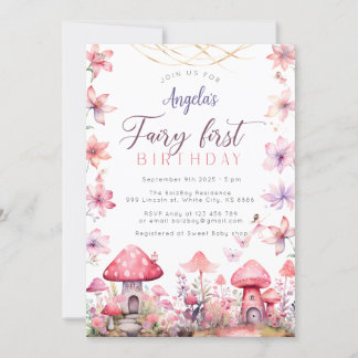Fairy First Birthday Magische feestuitnodiging Kaart