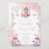 Fairy First birthday Party Invitation (Devant / Derrière)