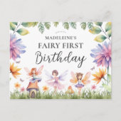 Fairy First Birthday Party Invitation Carte postal (Devant)