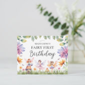 Fairy First Birthday Party Invitation Carte postal (Debout devant)