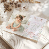 Fairy First Birthday Pastel Whimsical Photo Kaart