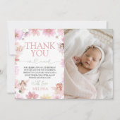 Fairy First Birthday Photo Thank You Kaart (Voorkant)