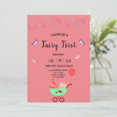 Fairy First Birthday pink party Invitation (Debout devant)