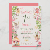 Fairy First Birthday Watercolor Invitation (Devant / Derrière)