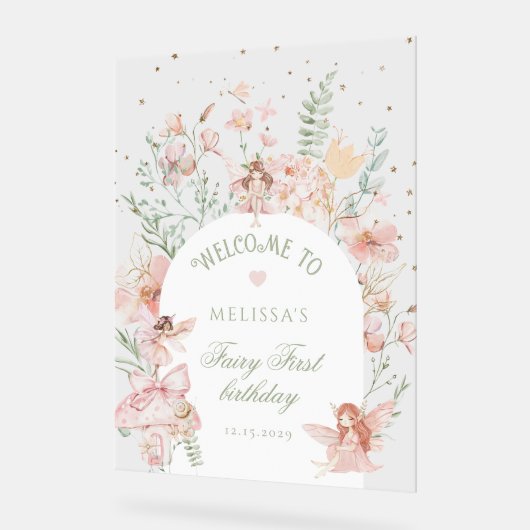 Fairy First Birthday Whimsical Purple Welcome (Angle)