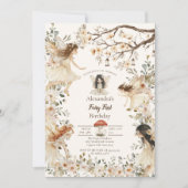 Fairy First Birthday Woodland Floral Invitation (Devant)