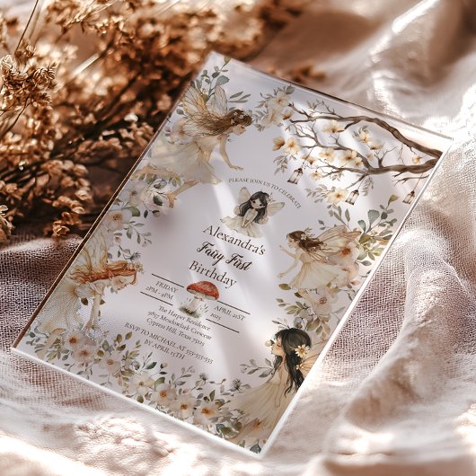 Fairy First Birthday Woodland Floral Invitation