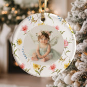 Fairy First Christmas 1st Birthday Photo Keramisch Ornament