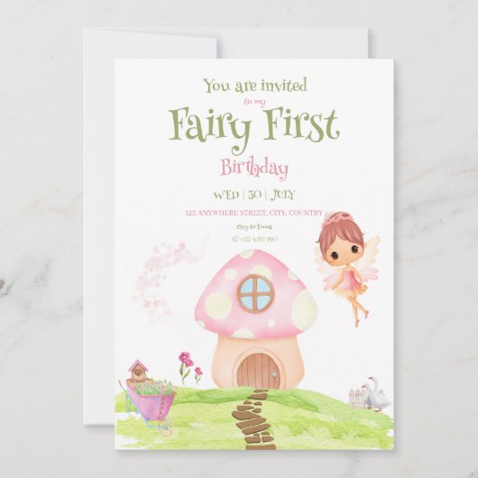 Fairy First Fairyland & Garden Invitation d'annive (Devant)