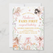 Fairy First Floral Garden Invitation Anniversaire (Devant)