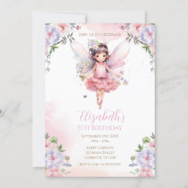 Fairy First garden birthday Party Invitation Kaart