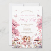 Fairy First garden birthday Party Invitation Kaart (Voorkant)