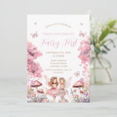 Fairy First garden birthday Party Invitation Kaart (Staand voorkant)