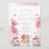 Fairy First garden birthday Party Invitation Kaart (Voorkant / Achterkant)