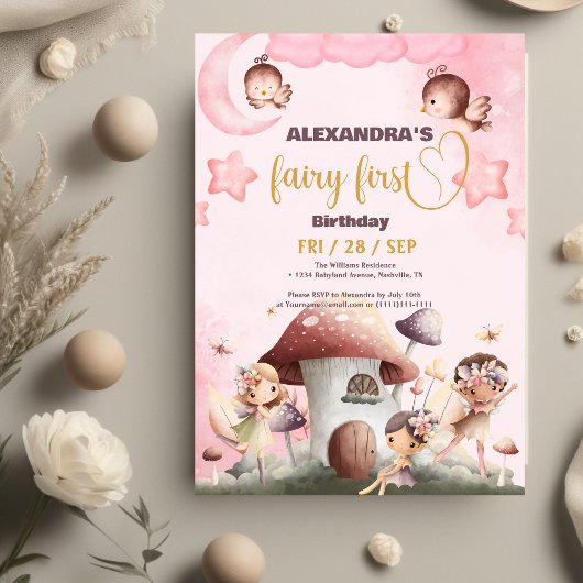 Fairy First Girl's 1e verjaardag Kaart