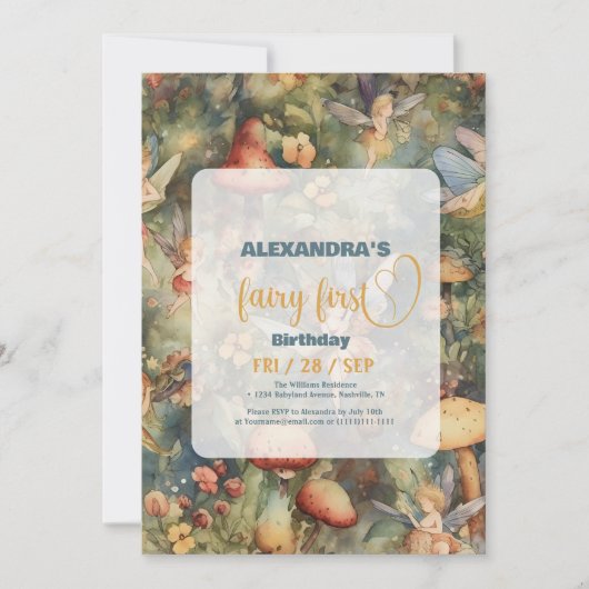 Fairy First Girl's 1e verjaardag Kaart (Voorkant)