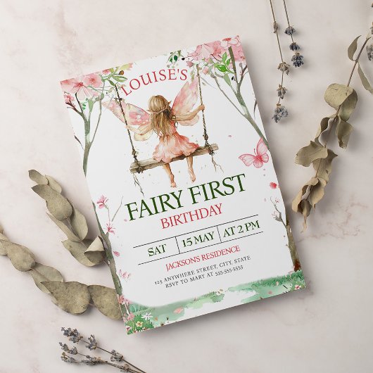 Fairy First Girl's 1st Birthday Invitation