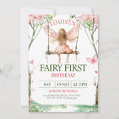 Fairy First Girl's 1st Birthday Invitation (Devant)