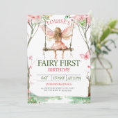 Fairy First Girl's 1st Birthday Invitation (Debout devant)