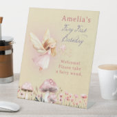 Fairy First Girl's 1st Birthday Party Reclamebord Met Voetstuk (Insitu)