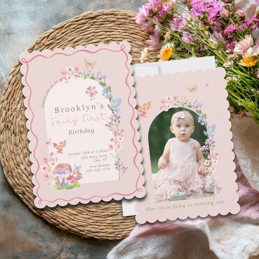 Fairy First Pastel Girl Anniversaire Invitation