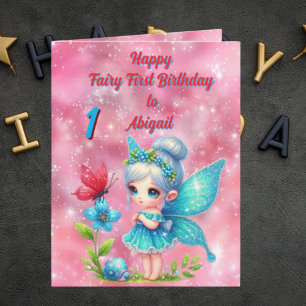 Fairy First Photo Anniversaire de enfant Carte de 