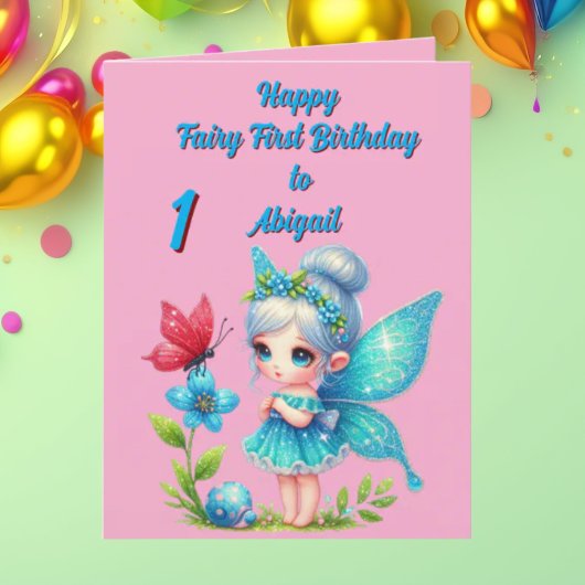 Fairy First Photo Anniversaire de enfant Carte de 