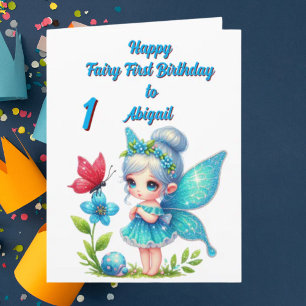 Fairy First Photo Anniversaire de enfant Carte de