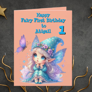 Fairy First Photo Anniversaire de enfant Carte de 