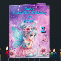 Fairy First Photo KIds BIrthday Wenskaart
