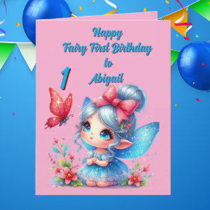 Fairy First Photo KIds BIrthday Wenskaart Kaart