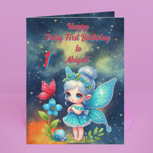 Fairy First Photo KIds BIrthday Wenskaart Kaart