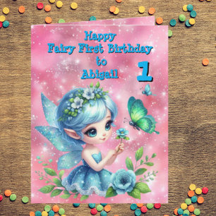 Fairy First Photo KIds BIrthday Wenskaart Kaart