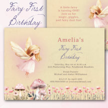 Fairy First Theme Girl's 1st Birthday Party Custom