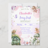 Fairy First Whimsical Birthday Invitation for Girl (Devant)