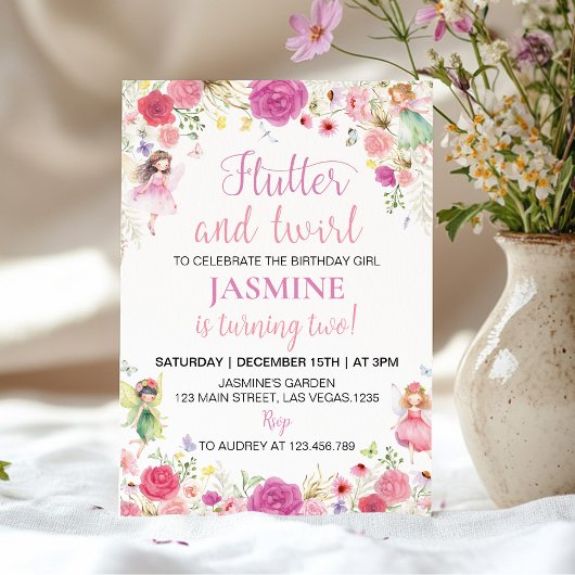 Fairy Floral Garden Invitation du 2e anniversaire