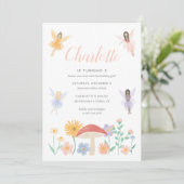 Fairy Floral Girl Anniversaire Fête Invitation (Debout devant)