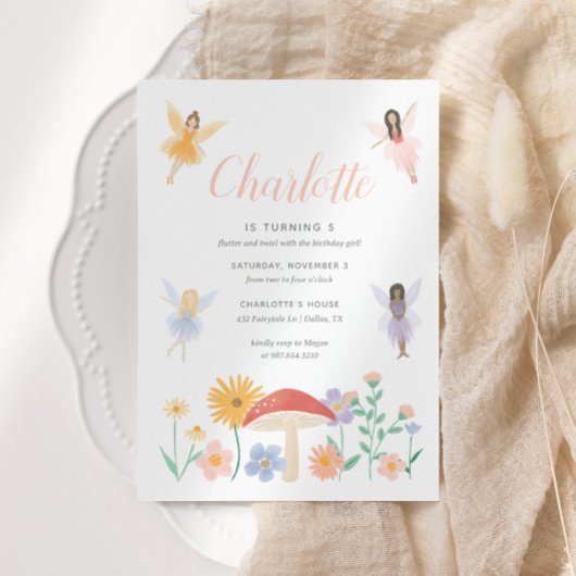 Fairy Floral Girl Anniversaire Fête Invitation