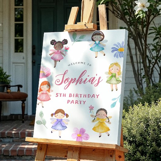 Fairy Floral Girl Birthday Party Affiche de bienve