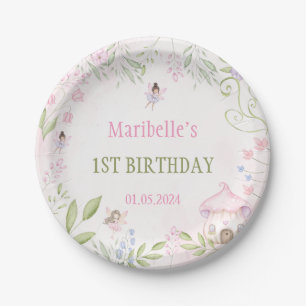 Fairy Floral Girl Birthday Party Papieren Bordje
