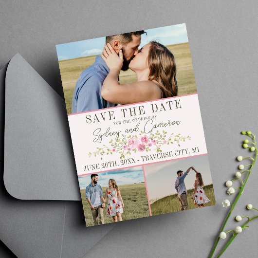 Fairy Floral Rose & Vert Jardin Save The Date