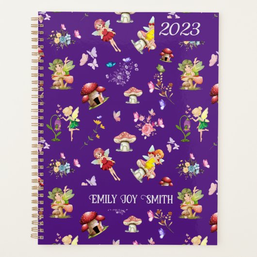 Fairy Flower Butterfly Mushroom Paarse thema Planner (Voorkant)