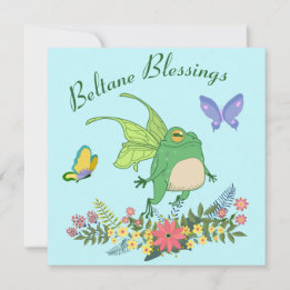 Fairy Frog Beltane Blessings Wicca Sabbat Feestdagenkaart