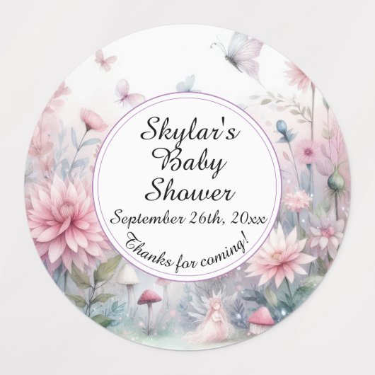 Fairy Garden Baby shower Adhesive / Waterdicht Labels (Design 1)