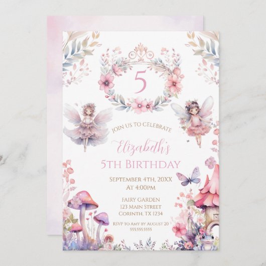 Fairy Garden Birthday Party Invitation (Devant / Derrière)