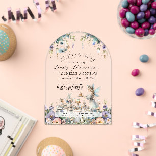 Fairy Garden Bloemen Tea Party Meisje Baby shower Acryl Uitnodigingen